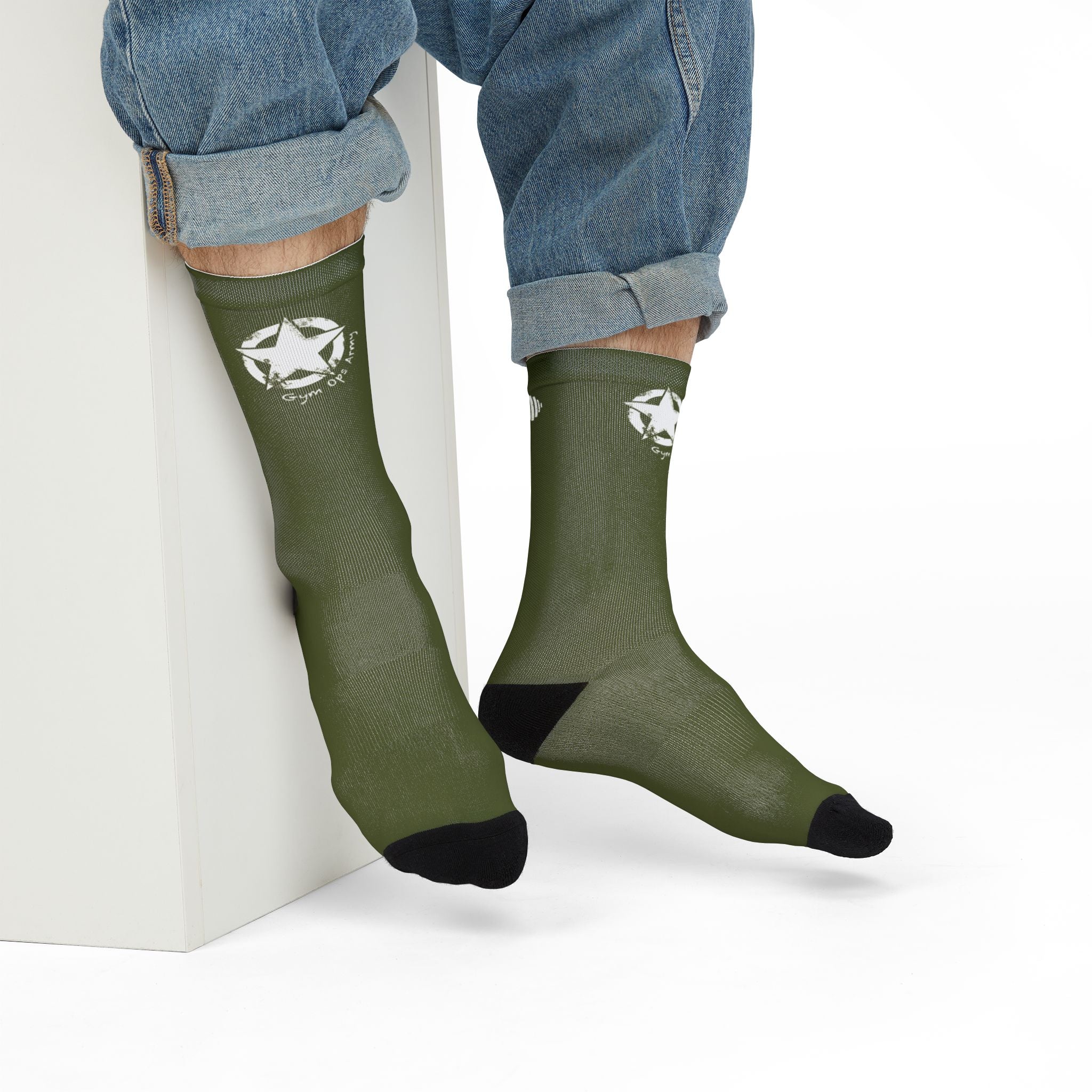 Military Green Crew Socks