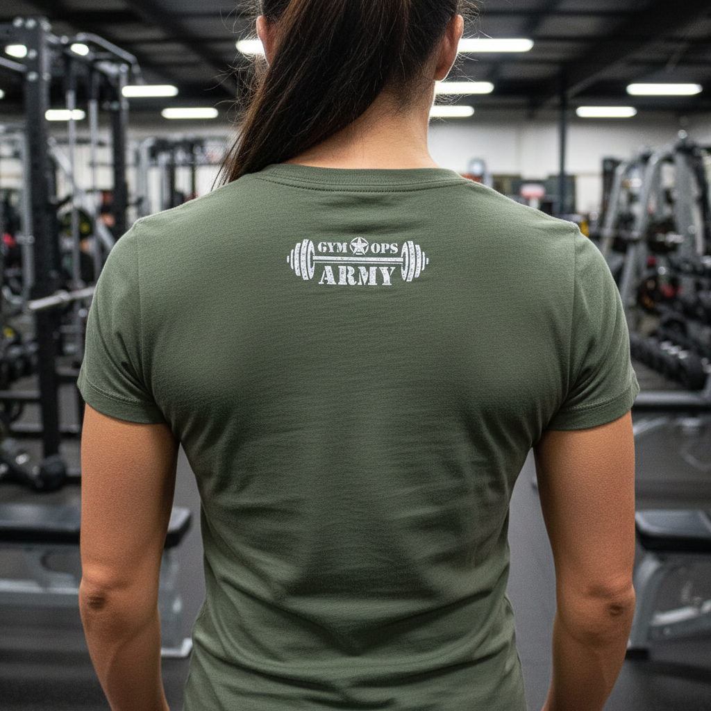 Ultra realistic back view - woman with smaller higher logo